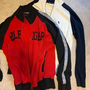 Lot of 2 Tommy Hilfiger light full zip jackets, size L/XL.